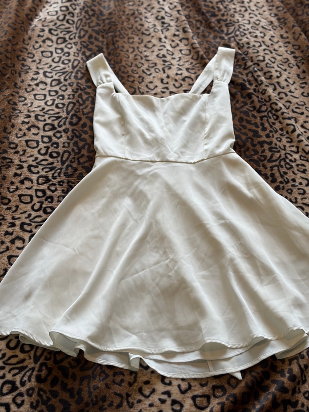 Lulu's Cream Lace-Up Satin Dress